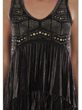 T Party fringe studded sleeveless top